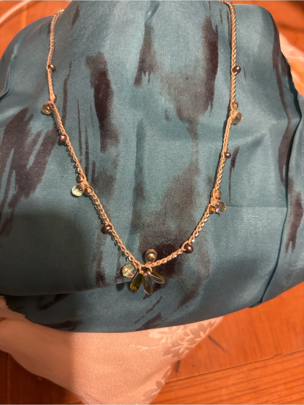 Iridescent Green Bead Floral Accent Necklace - Women Jewelry Holly Yashi